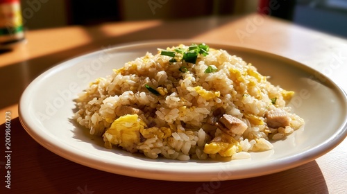 Japanese chahan fried rice with vegetables