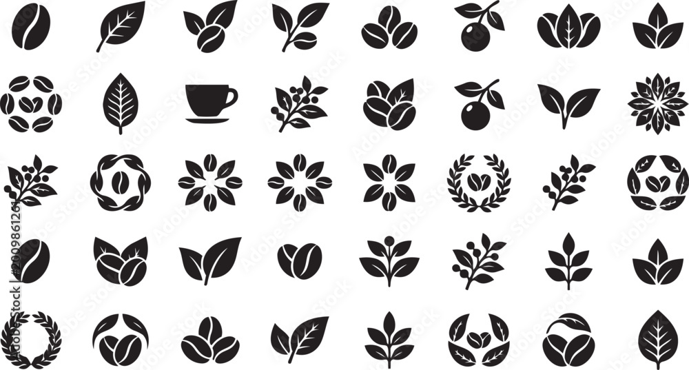 Obraz premium Geometric cow head icons in various artistic styles.