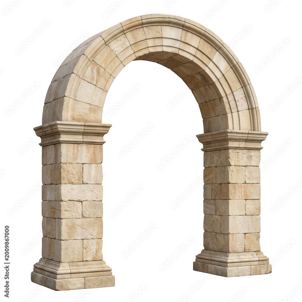 Obraz premium Classical stone archway architectural element isolated on transparent background