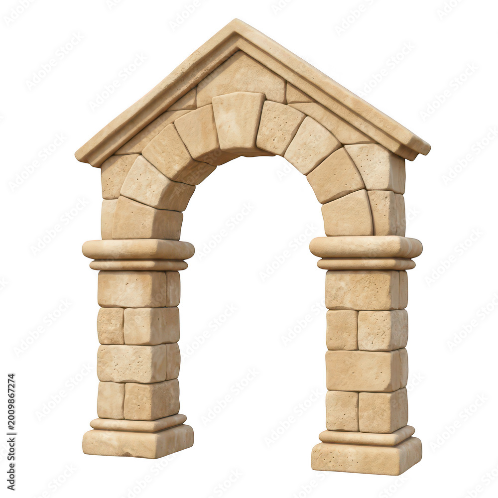 Obraz premium Classic stone archway architectural element isolated on transparent background