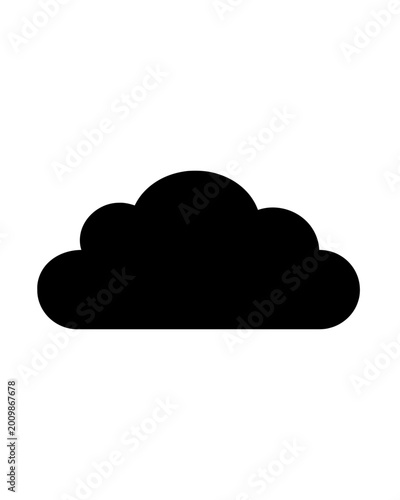A single black cloud icon symbolizing weather, atmosphere, and the sky, with a smooth, rounded shape against a white background