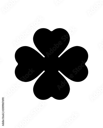 Fotografia A bold black four-leaf clover symbol representing good fortune, luck, and a touc