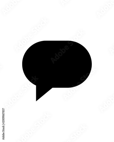 A quintessential black speech bubble icon symbolizing essential communication, interactive dialogue, and the foundational element of digital messaging interfaces, conveying clear exchange