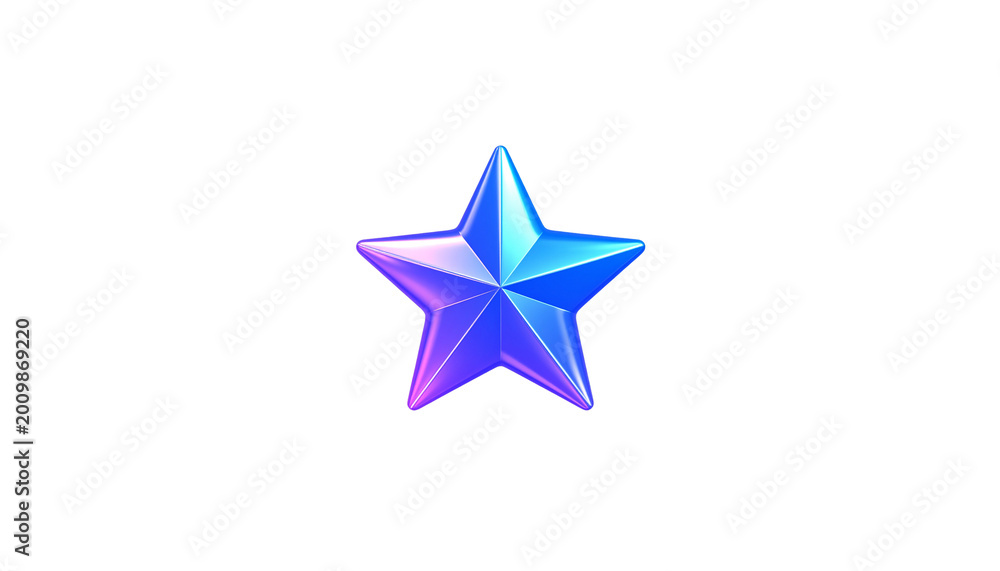 Fototapeta premium Three-dimensional, shimmering silver stars isolated on a white background. 