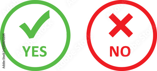 Fotografie Green check mark and red cross sign icons for yes and no decision choices Vector