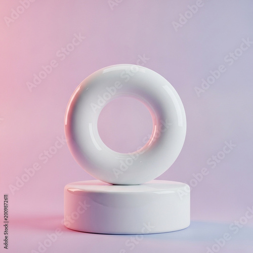 minimalist white plumbing pipe fittings on pastel gradient background for modern design