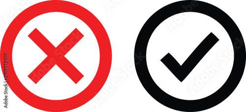 Free Download Red x mark and black check mark icons in round frames Vector - GFXLoad