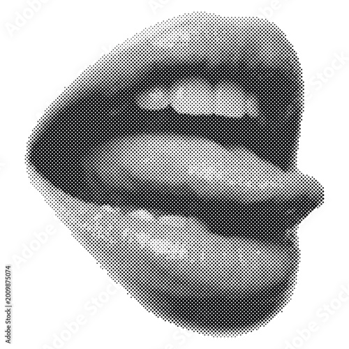 Bild auf Leinwand Retro halftone vector illustration of a stylized abstract shape resembling a fac