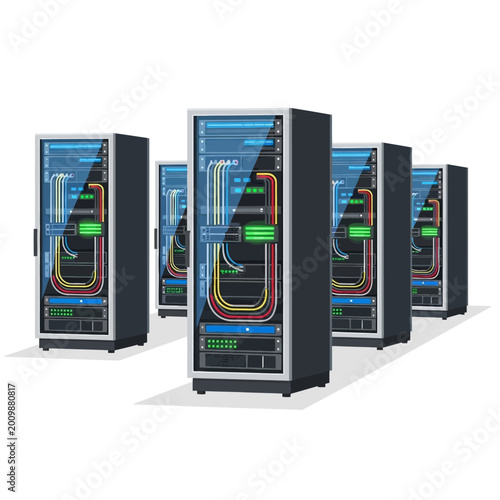 Server Rack Row - Modern Data Center Technology
