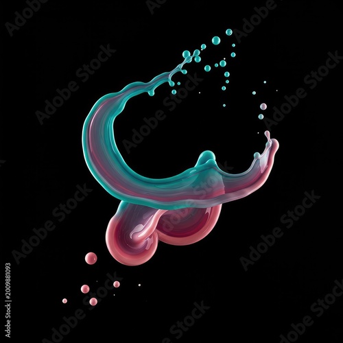A unique and dynamic splash of color creating flowing liquid movement and textured patterns in a vibrant, artistic composition ,color ,vibrant ,design