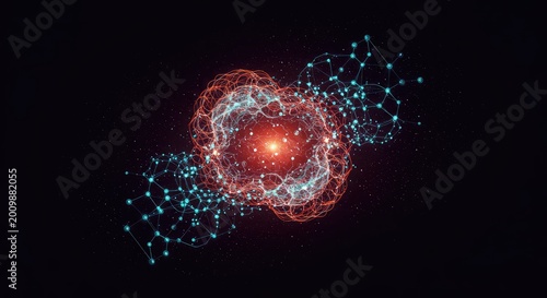 Abstract conceptual visualization of interconnected mental structures, depicting cognitive frameworks, networks, and deep thinking organization ,technology ,process ,mental