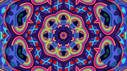 Colorful abstract kaleidoscope pattern with vibrant geometric shapes
