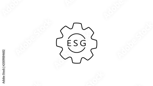 Modern ESG gear icon animation representing environmental social governance system control automation workflow minimal technology interface design concept