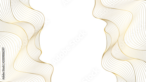 Canvastavla Abstract wavy lines pattern with yellow accents and soft flowing curves