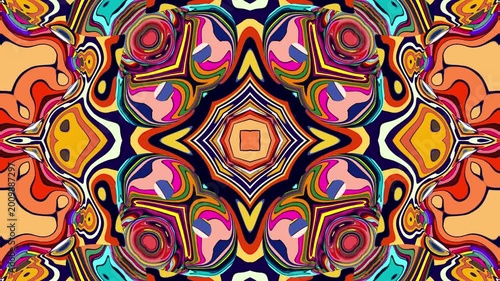 Colorful abstract symmetrical psychedelic pattern with vibrant shapes