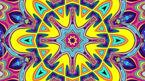 Colorful abstract kaleidoscope pattern with vibrant geometric shapes
