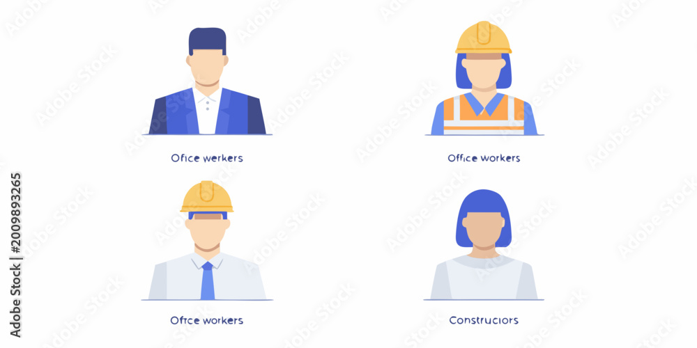 Fototapeta premium vector illustrations of workers in various professions on white background