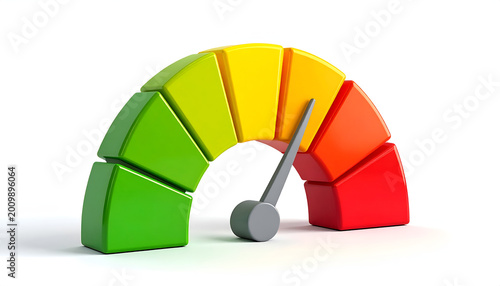 Performance Meter Gauge Indicating Risk Level.