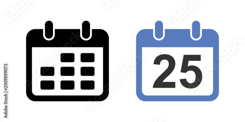 calendar icon in black and two color illustration