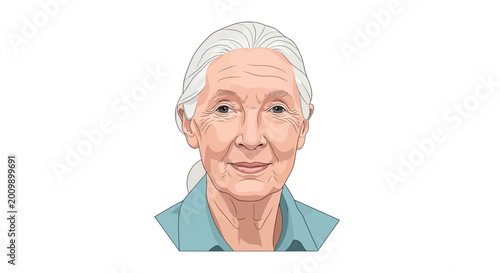 Elderly Woman Portrait Illustration.
