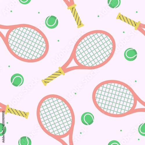 Konstfotografi Cute tennis balls pattern background vector design