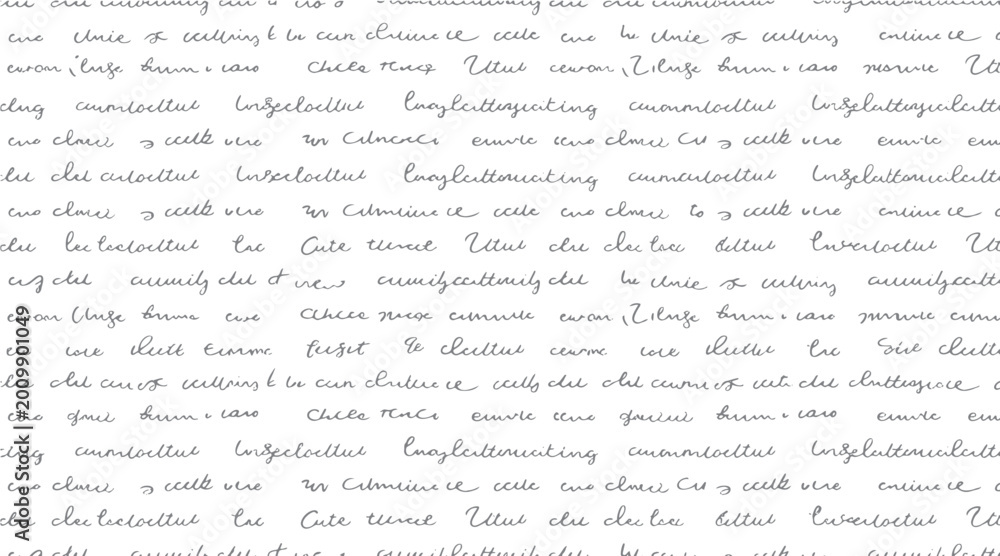 Fototapeta premium Seamless pattern of grey handwritten script text on a white background handwriting
