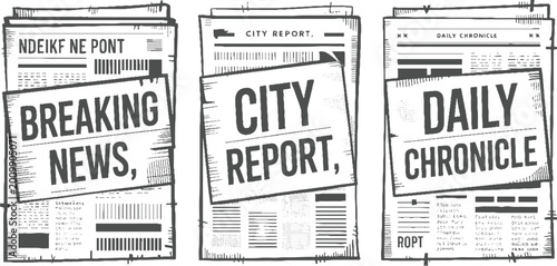 Photos Three vintage newspapers with headlines breaking news city report and daily chro