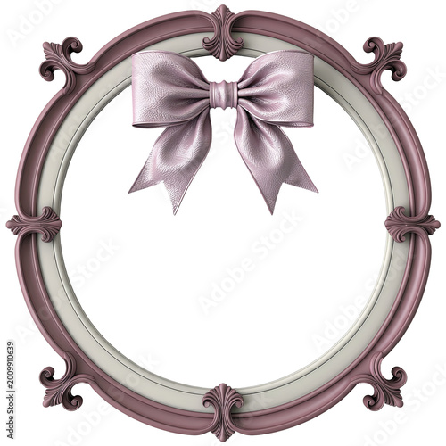 Ornate Oval Frame with Pink Bow