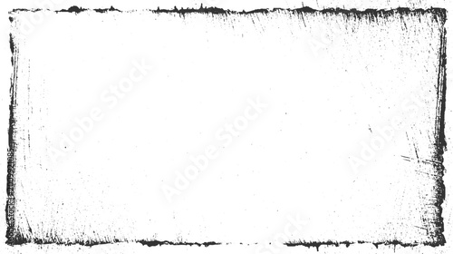 Black ink splatter distressed rectangular frame with textured edges and scattered dots on white background