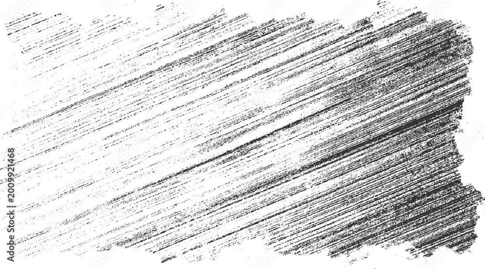 Fototapeta premium Black diagonal brush strokes with textured dots on white background abstract