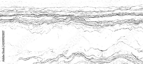 Quadro em tela Black and white abstract textured background with layered wavy lines and granula