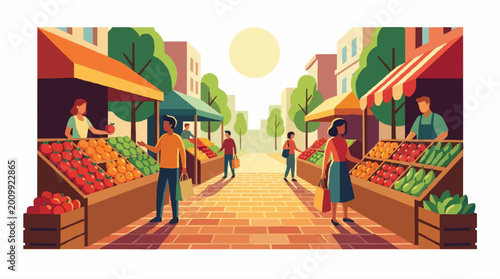 Bustling Urban Farmers Market
