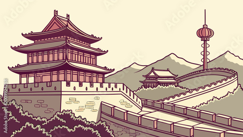 Beijing City Skyline Vector Art | Bird's Nest Stadium & CCTV Tower Silhouette