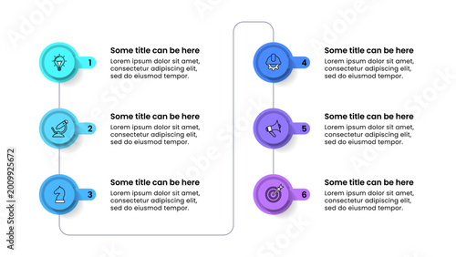 Infographics template. Line with 6 circles and numbers