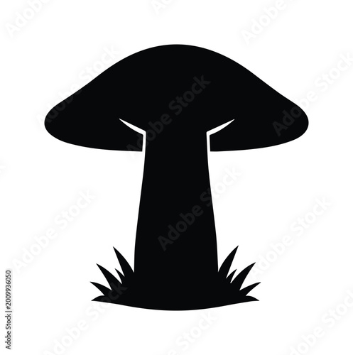 Tableau sur toile Minimalist black mushroom silhouette vector illustration, a simple fungal icon