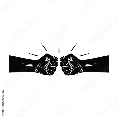 Bild auf Leinwand Fists facing each other in black silhouette