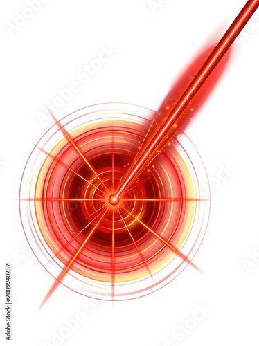 Red light beam target with transparent background