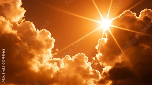 Heat wave stroke extreme summer sun sky cloud sunlight sunshine sunbeam solar flare. Heat wave stroke extreme summer global warming, thermometer to high temperature, sun, climate hot weather
