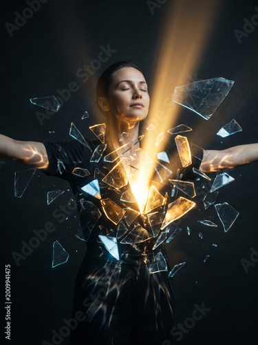 Breaking From Within — Glass Shatter Transformation Concept