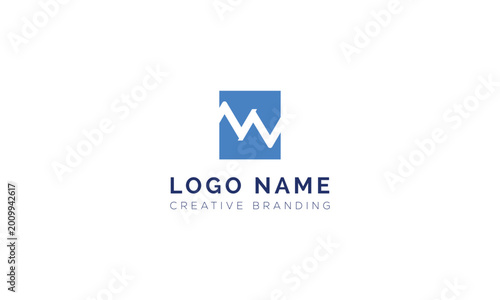 Free Download Minimalist blue square logo template with geometric white zigzag letter - GFXLoad