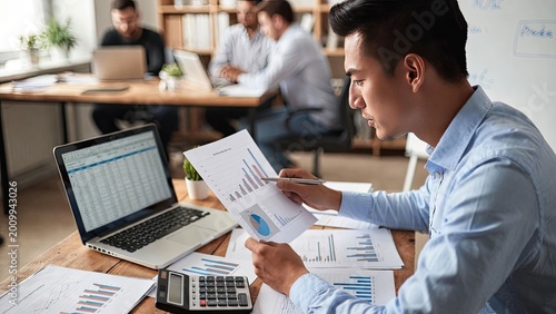 Office meeting on financial trends a collaborative data analysis session for professionals