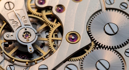 Intricate clockwork mechanism a detailed view of gears springs and jewels within a timepiece
