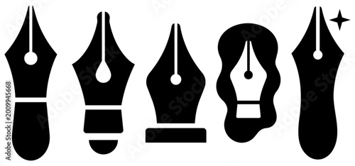 Foto Fountain pen nib and calligraphy vector icon set for creative design