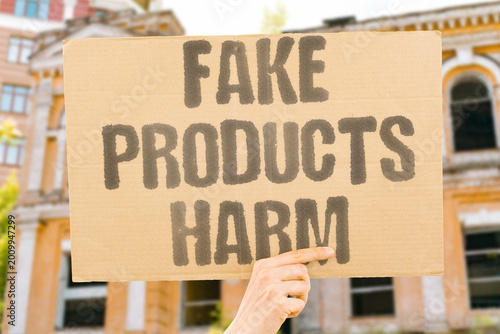 Tablou pe pânză "Fake Products Harm" Counterfeit consumer products cause injury and economic damage while undermining legitimate market competition