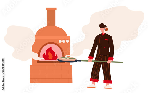 Quadro su tela Man with  pizza kiln
