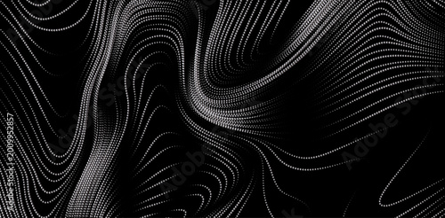 Schilderij op canvas Dynamic abstract background with dots, wavy lines, and organic geometric patterns