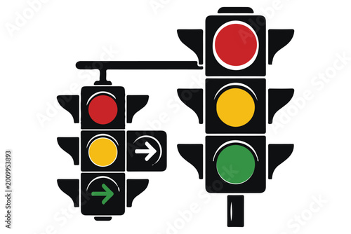 Foto Traffic Light Icons with Arrows Red Yellow Green
