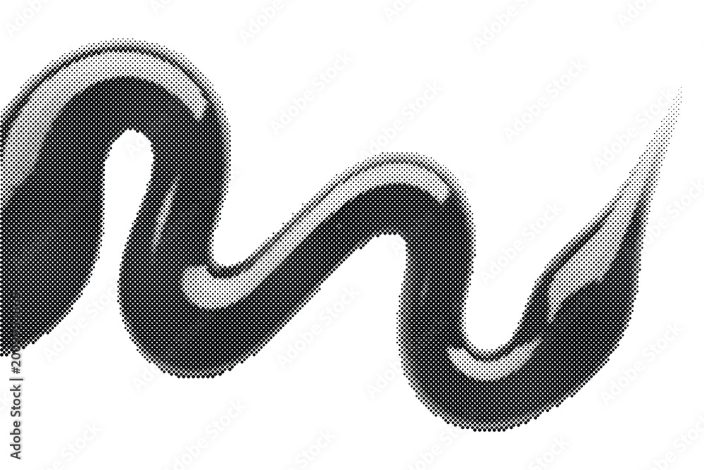 Fototapeta premium Retro halftone vector illustration of a snake shape isolated on white background