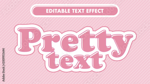 Editable Pretty Text Effect, Cute Pink Typography Style with Outline and Shadow for Titles and Banners