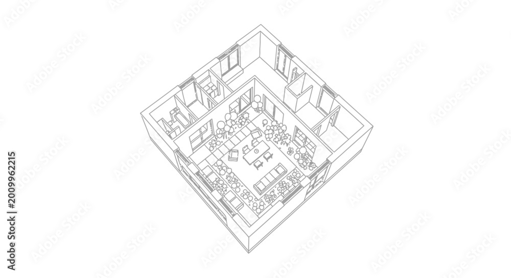 Obraz premium Detailed architectural office floor plan.